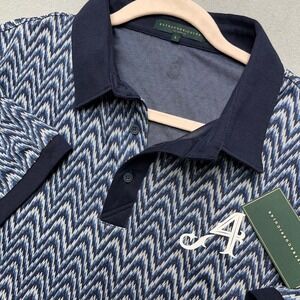 New Extracurricular Mens Blue‎ Chevron Aces Zig-Zag Polo Shirt Large